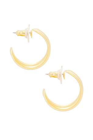 Elizabeth Cole Ribbed Earrings in Metallic Gold