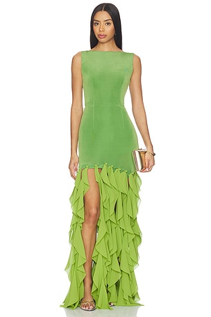 Marison Ruffled Fringe Gown ELLIATT
