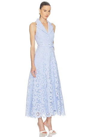 ELLIATT Lacy Collared Maxi Dress in Blue