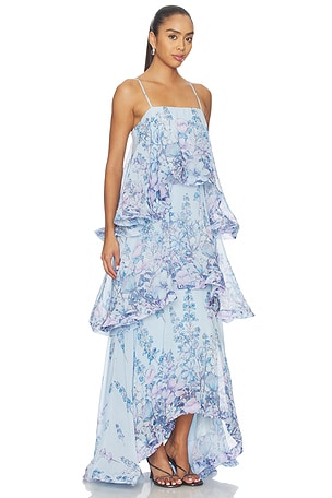 ELLIATT Armani Tiered Maxi Dress in Blue