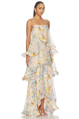 ELLIATT Armani Tiered Maxi Dress in Yellow. Size M. Also