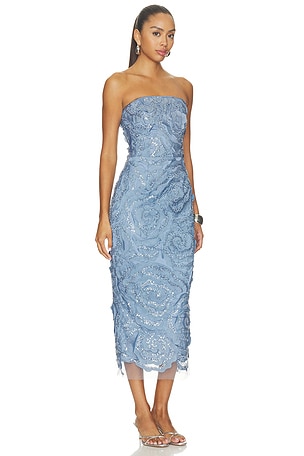ELLIATT Elisa Strapless Midi Dress in Blue