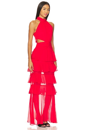ELLIATT Lilja Halter Neck Maxi Dress in Red