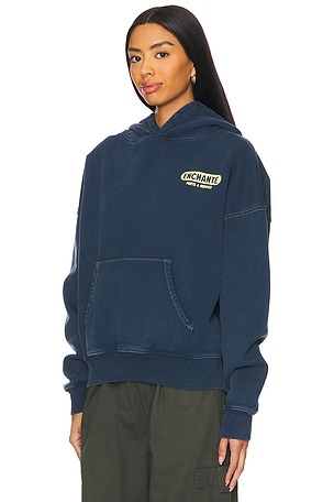 Enchante Boxy Topstitch Hoodie in Navy