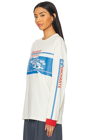 Enchante Contrast Racecar Long Sleeve Top in Cream