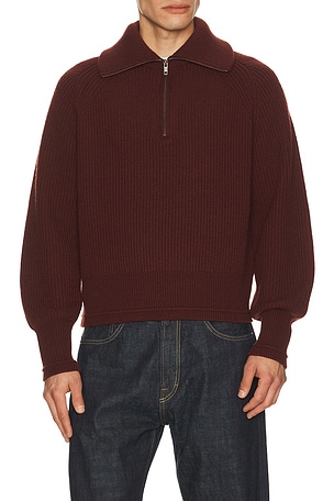 Entire Studios Blimp Quarter Zip Sweater in Burgundy