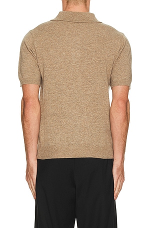 Entire Studios Short Sleeve Knit Polo in Brown
