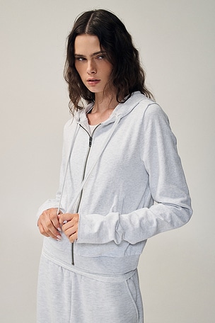 Lightweight Cropped Zip Up Hoodie Entire Studios
