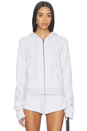 Entire Studios Lightweight Cropped Zip Up Hoodie in Light Grey. Size XS. Also