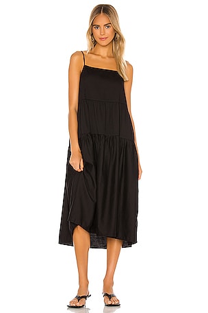 Enza Costa Cotton Tiered Dress in Black