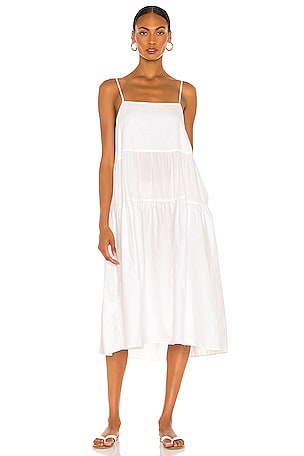 Enza Costa Cotton Tiered Dress in White