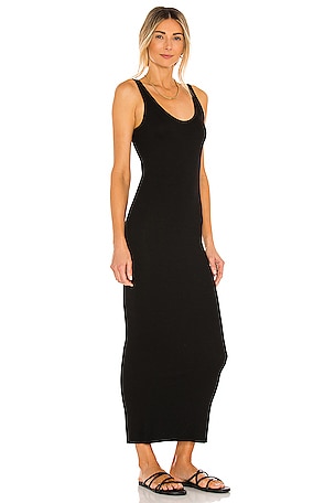 Enza Costa Silk Rib Ankle Length Tank Dress in Black