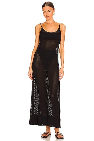 knee length dresses for ladies La Salle Ruched Mesh Maxi Dress Black– Selfie Leslie main image 0