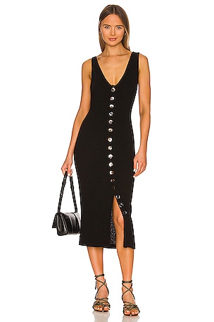 Enza Costa Terry Knit Cardigan Dress in Black | REVOLVE