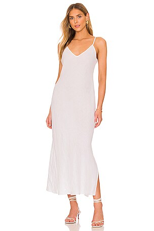 chinese dress ladies Petal Slip Dress Long in Linen, USA Dusty Pink / M main image 1