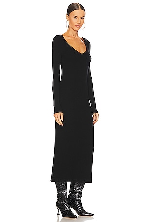 Enza Costa V-neck Sweater Dress in Black