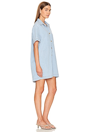 Enza Costa Soft Denim Shirt Dress in Blue