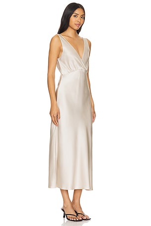 Enza Costa Silk Satin Nuit Dress in Neutral
