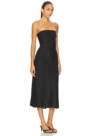 Enza Costa Linen Bias Dress in Black