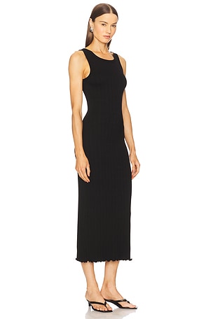 Enza Costa Lettuce Edge Boatneck Dress in Black