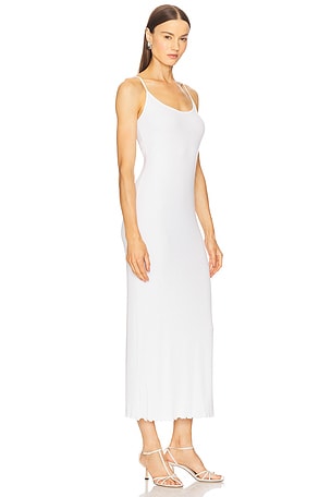 Enza Costa Silk Rib Lettuce Edge Dress in White