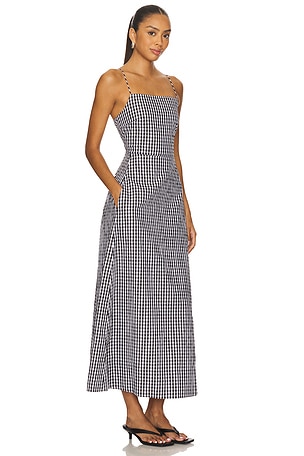 Enza Costa Textured Gingham Dress in Black
