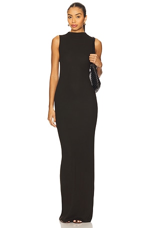 Silk Rib Sleeveless Mockneck Fluid Dress Enza Costa
