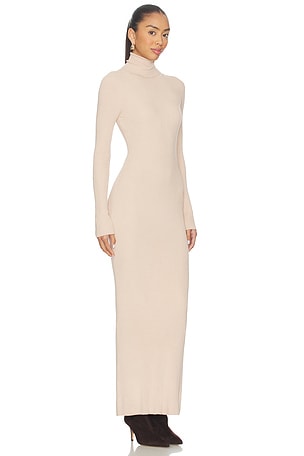 Enza Costa Turtleneck Dress in Beige