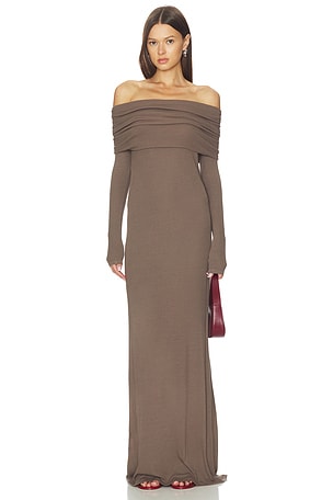 Silk Rib Off Shoulder Fluid Dress Enza Costa