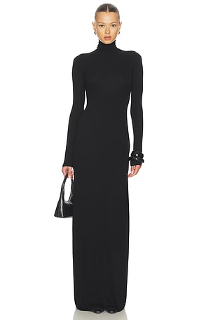 Silk Rib Fluid Turtleneck Dress Enza Costa