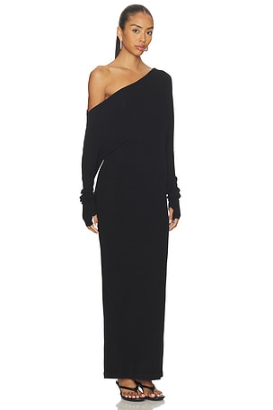 Enza Costa Knit Slouch Maxi Dress in Black. Size XS. Also