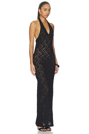 Puckered Lace Halter Dress Enza Costa