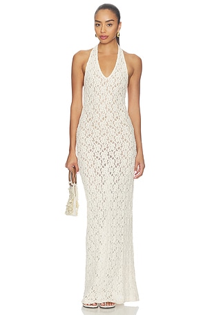 Puckered Lace Halter Dress Enza Costa