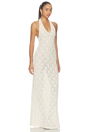 Enza Costa Puckered Lace Halter Dress in White