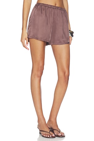Enza Costa Fluid Slip Short in Chocolate