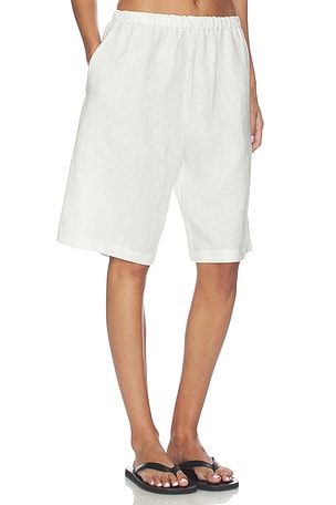 Enza Costa Linen Bermuda Short in White