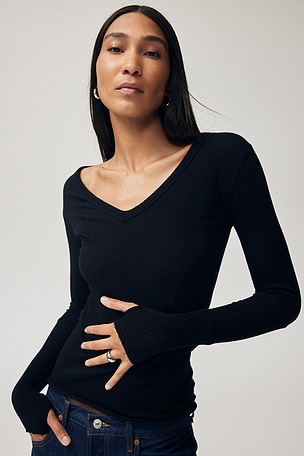 Cashmere Fitted V Neck Sweater Enza Costa