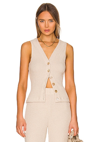 enza costa terry knit cardigan dress Vest Tank in Natural Midi dress