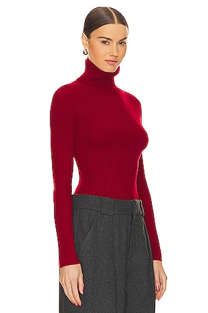 Enza Costa Rib Turtleneck Sweater in Red