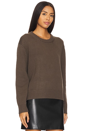 Enza Costa Cashmere Cotton Long Sleeve Crew Sweater in Taupe