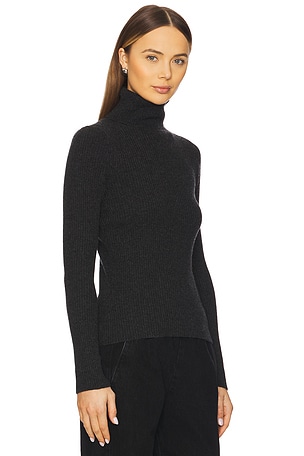 Enza Costa Rib Turtleneck Sweater in Charcoal