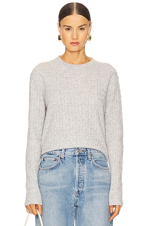 Powder Cashmere Cable Knitted Crew Enza Costa