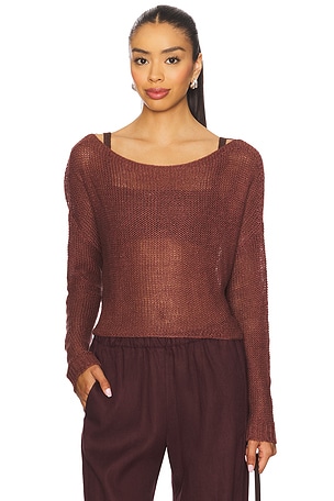 Linen Open Knit Bateau Sweater Enza Costa