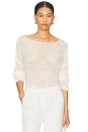 Linen Open Knit Bateau Sweater Enza Costa