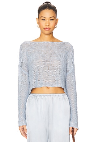 Linen Open Knit Bateau Sweater Enza Costa