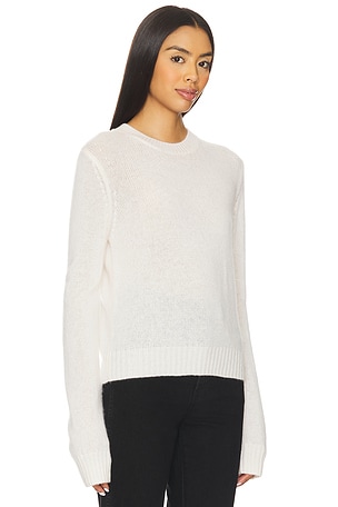 Enza Costa Easy Long Sleeve Crew Sweater in White. Size XS. Also