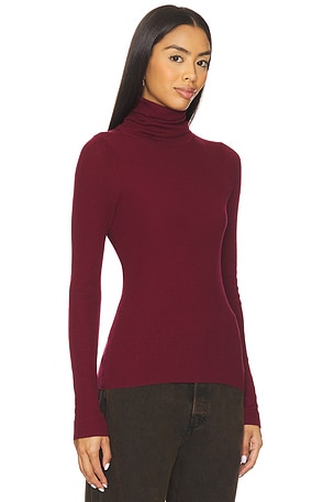 Enza Costa Layering Turtleneck Sweater in Burgundy
