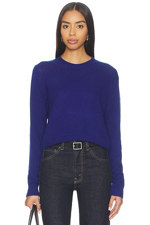 Enza Costa Cashmere Easy Long Sleeve Crew in Blue