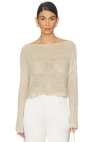 Linen Open Knit Bateau Sweater Enza Costa