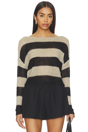 Stripe Linen Bateau Sweater Enza Costa